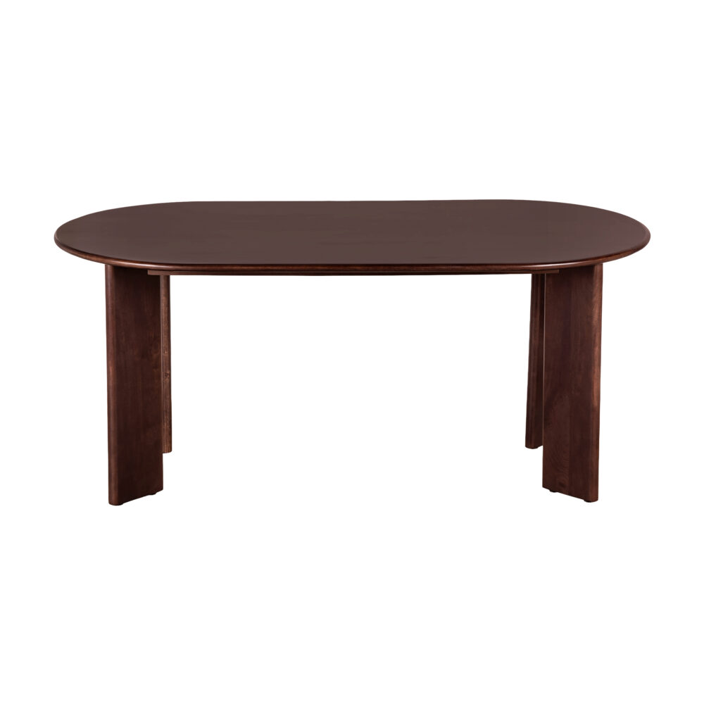 mangohouten eettafel, ovale eettafel van 180 cm, eettafel ovaal, ovale eettafel, ovale tafel, eettafel walnoot bruin, tafel