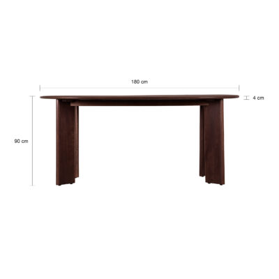 mangohouten eettafel, ovale eettafel van 180 cm, eettafel ovaal, ovale eettafel, ovale tafel, eettafel walnoot bruin, tafel