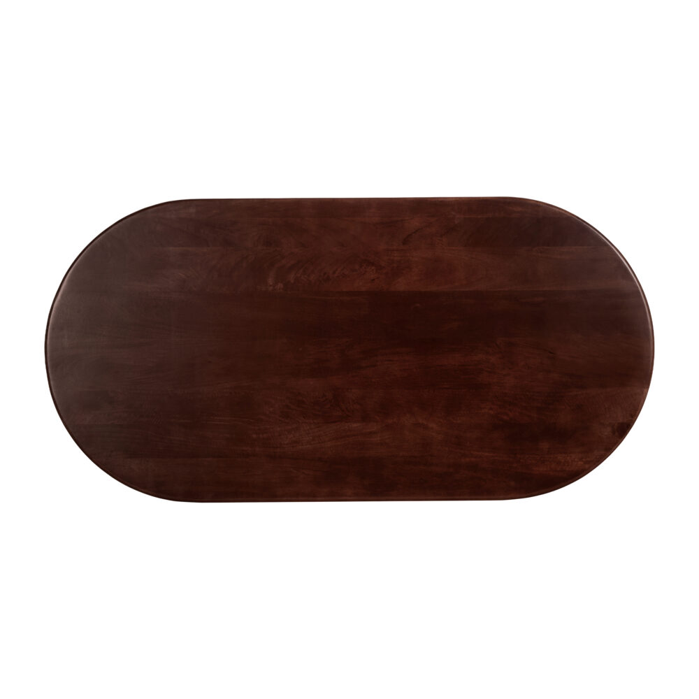 mangohouten eettafel, ovale eettafel van 180 cm, eettafel ovaal, ovale eettafel, ovale tafel, eettafel walnoot bruin, tafel