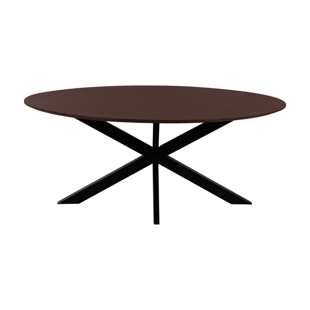 walnoot bruin mangohout, Zwarte X poot, eettafel, Sofia, eettafel Sofia, Ovale eettafel, ovaal tafelblad van 180x90 cm, Ovale eettafel van 180x90 cm,