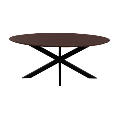 walnoot bruin mangohout, Zwarte X poot, eettafel, Sofia, eettafel Sofia, Ovale eettafel, ovaal tafelblad van 180x90 cm, Ovale eettafel van 180x90 cm,
