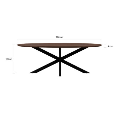 ovale mangohouten eettafel, ovale eettafel, eettafel 220x100, eettafel bruin, Eettafel, tafel,