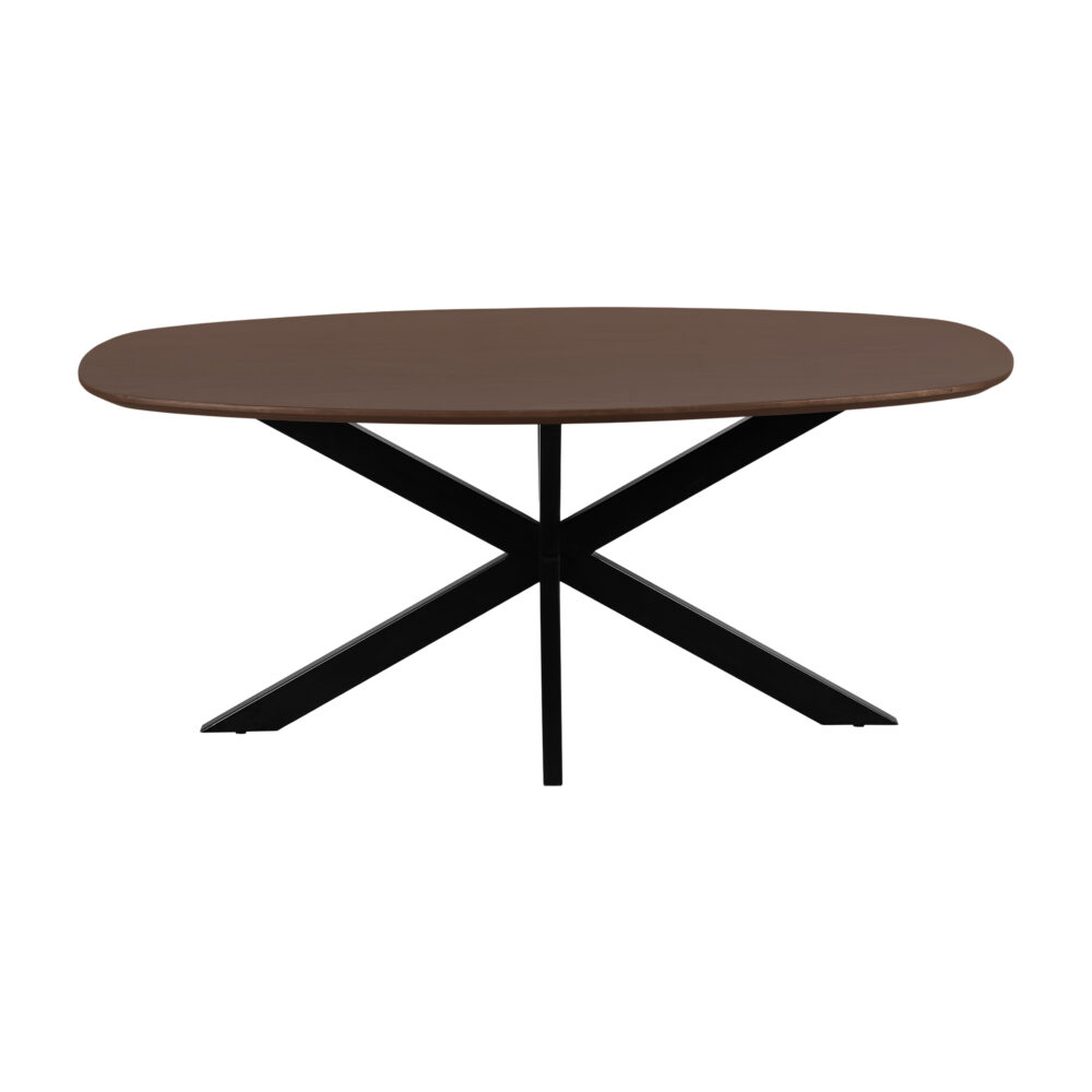 eettafel Sofia, bruine eettafel, Deens ovale tafelblad, Bruine eettafel, eettafel 160x90, mangohouten eettafel, tafel,
