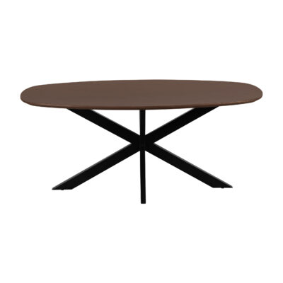 eettafel Sofia, bruine eettafel, Deens ovale tafelblad, Bruine eettafel, eettafel 160x90, mangohouten eettafel, tafel,