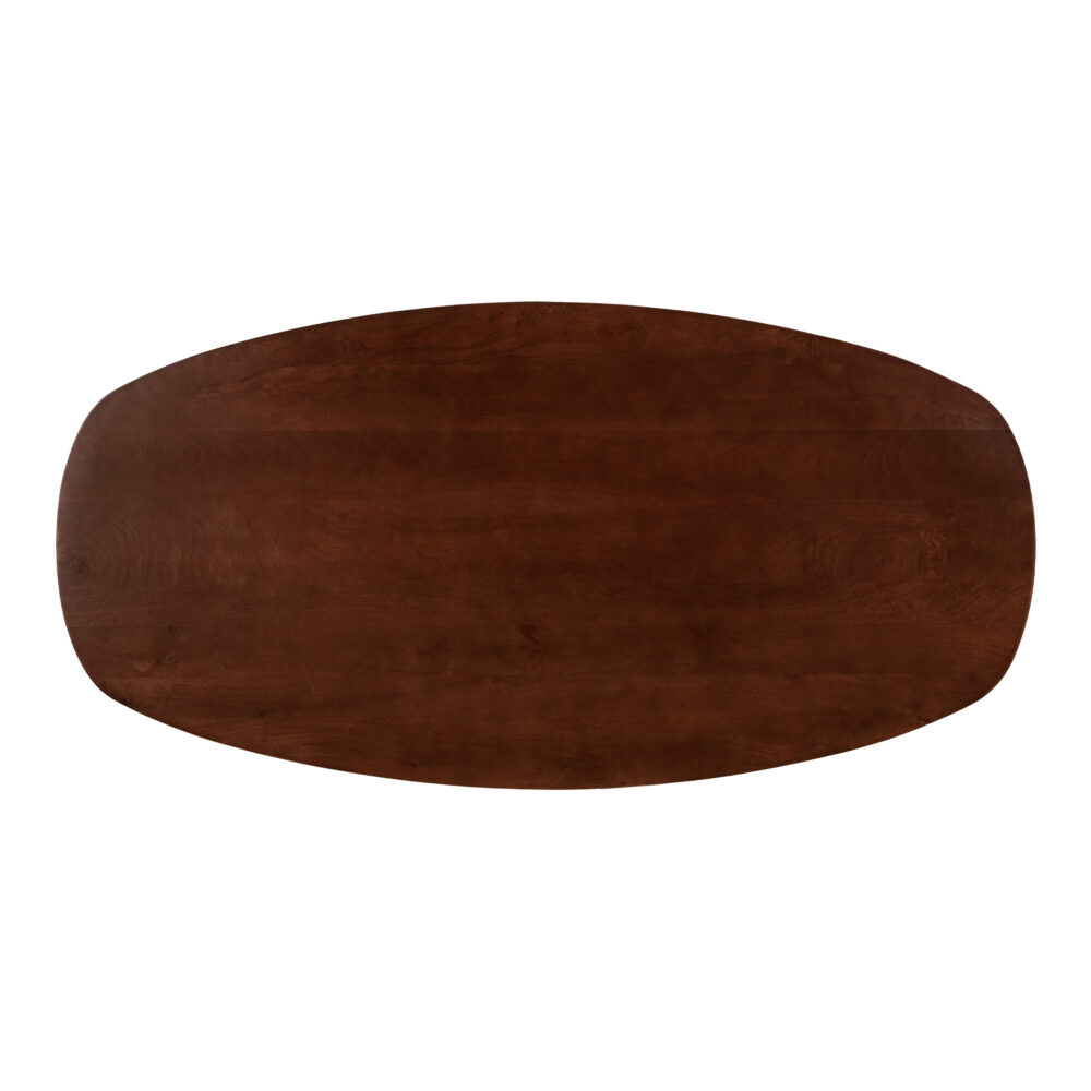 eettafel Sofia, bruine eettafel, Deens ovale tafelblad, Bruine eettafel, eettafel 160x90, mangohouten eettafel, tafel,