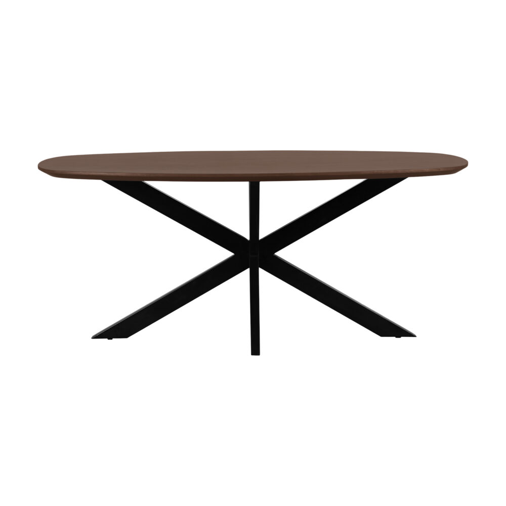 eettafel Sofia, bruine eettafel, Deens ovale tafelblad, Bruine eettafel, eettafel 160x90, mangohouten eettafel, tafel,
