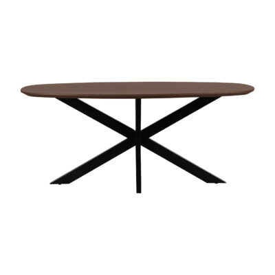 eettafel Sofia, bruine eettafel, Deens ovale tafelblad, Bruine eettafel, eettafel 160x90, mangohouten eettafel, tafel,
