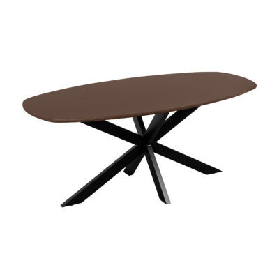 eettafel Sofia, bruine eettafel, Deens ovale tafelblad, Bruine eettafel, eettafel 160x90, mangohouten eettafel, tafel,