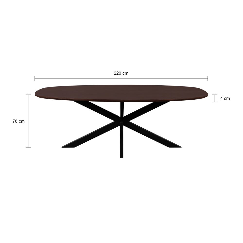 warm walnoot bruin, eettafel Sofia, tafel, eettafel, mangohouten eettafel, Deens ovale eettafel van 220x110 cm, Deens ovale eettafel,