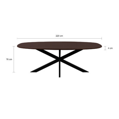 warm walnoot bruin, eettafel Sofia, tafel, eettafel, mangohouten eettafel, Deens ovale eettafel van 220x110 cm, Deens ovale eettafel,