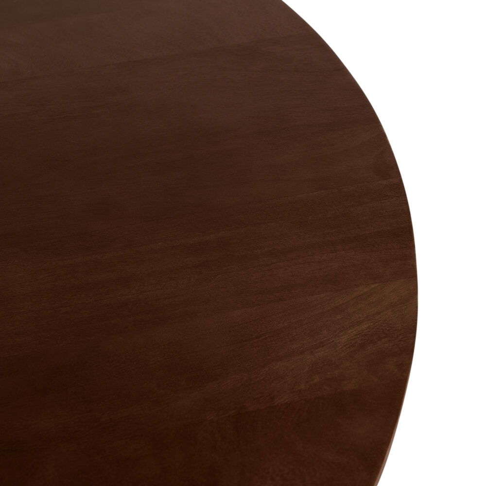 ronde mangohouten eettafel, ronde eettafel, tafel, ronde eettafel 150 cm, eettafel bruin, ronde tafel, eettafel met kruispoot, mangohouten eettafel,