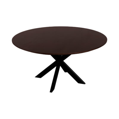 rond tafelblad, eettafel Sofia, eettafel, ronde eettafel van 150 cm, zwarte X poot, Ronde eettafel, tafel, mangohouten eettafel,
