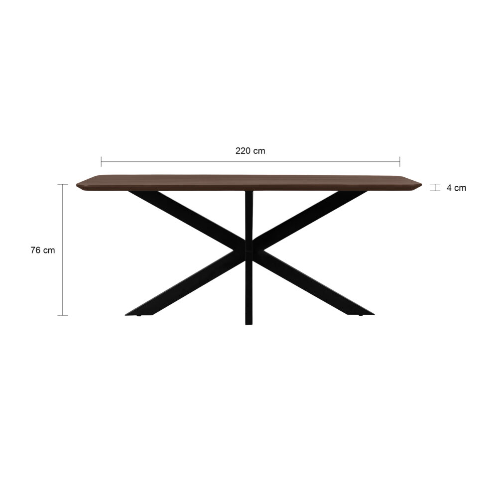 rechthoekige eettafel, eettafel Sofia, bruine eettafel, eettafel 220x110, tafel, mangohouten eettafel,