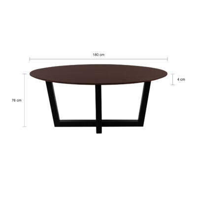 W-poot, eettafel Sofia, eettafel, ovale eettafel, ovale eettafel van 180x90 cm, tafel, mangohouten eettafel,