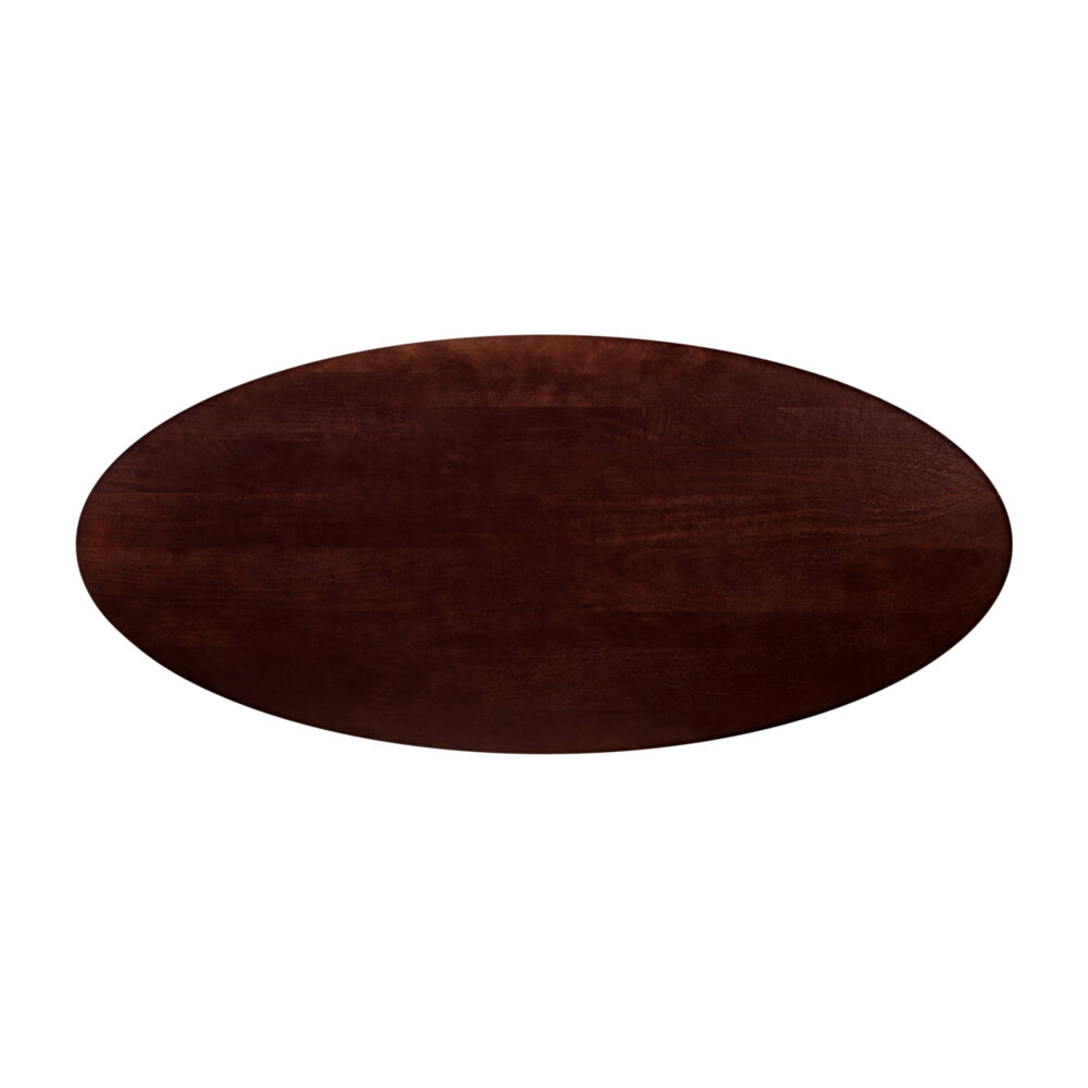 zwarte W-poot, walnoot bruin mangohout, eettafel, ovaal blad van 220x100 cm, ovale eettafel van 220x100 cm, tafel, ovale eettafel, mangohouten eettafel,