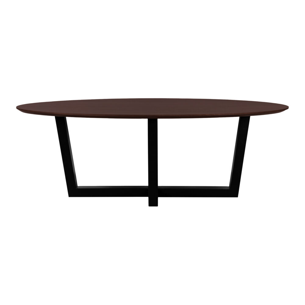 zwarte W-poot, walnoot bruin mangohout, eettafel, ovaal blad van 220x100 cm, ovale eettafel van 220x100 cm, tafel, ovale eettafel, mangohouten eettafel,