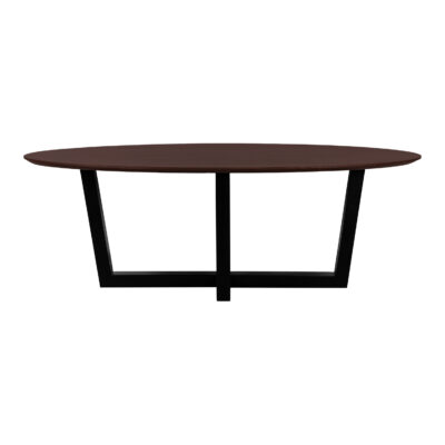 zwarte W-poot, walnoot bruin mangohout, eettafel, ovaal blad van 220x100 cm, ovale eettafel van 220x100 cm, tafel, ovale eettafel, mangohouten eettafel,