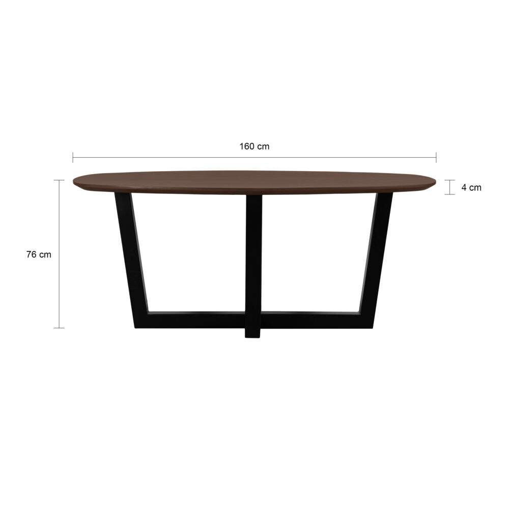 eettafel Sofia, eettafel, tafel, mangohouten eettafel, W-poot, bruine eettafel,