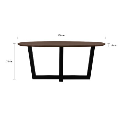 eettafel Sofia, eettafel, tafel, mangohouten eettafel, W-poot, bruine eettafel,