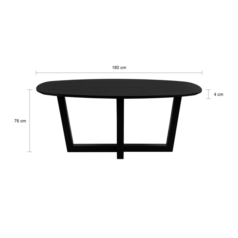 zwarte Sofia tafel, eettafel, eettafel Sofia, W-poot, 180x90, Deens ovale eettafel, tafel, mangohouten eettafel, zwarte eettafel,