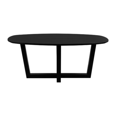 zwarte Sofia tafel, eettafel, eettafel Sofia, W-poot, 180x90, Deens ovale eettafel, tafel, mangohouten eettafel, zwarte eettafel,
