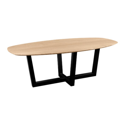 naturel eettafel, eettafel Sofia, Deens ovale eettafel, mangohouten eettafel, W-poot, eettafel van 220x110 cm,