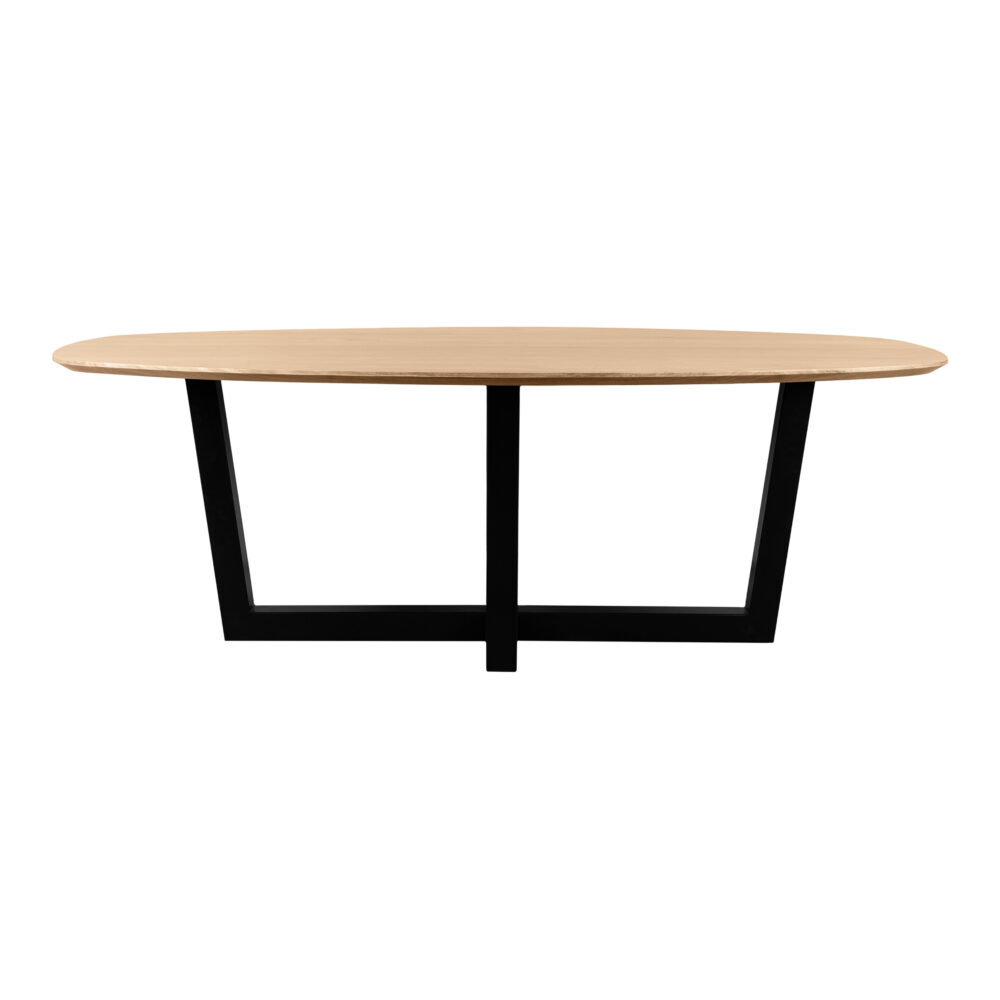 naturel eettafel, eettafel Sofia, Deens ovale eettafel, mangohouten eettafel, W-poot, eettafel van 220x110 cm,