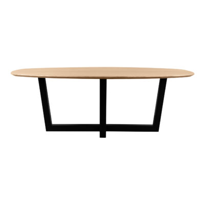 naturel eettafel, eettafel Sofia, Deens ovale eettafel, mangohouten eettafel, W-poot, eettafel van 220x110 cm,
