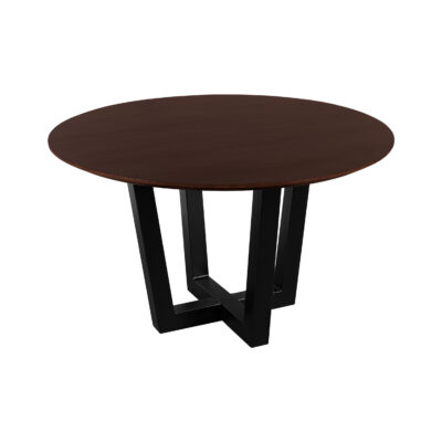 W-poot, eettafel Sofia, ronde eettafel van ø120 cm, tafel, mangohouten eettafel, eettafel, rond tafelblad van ø120 cm,