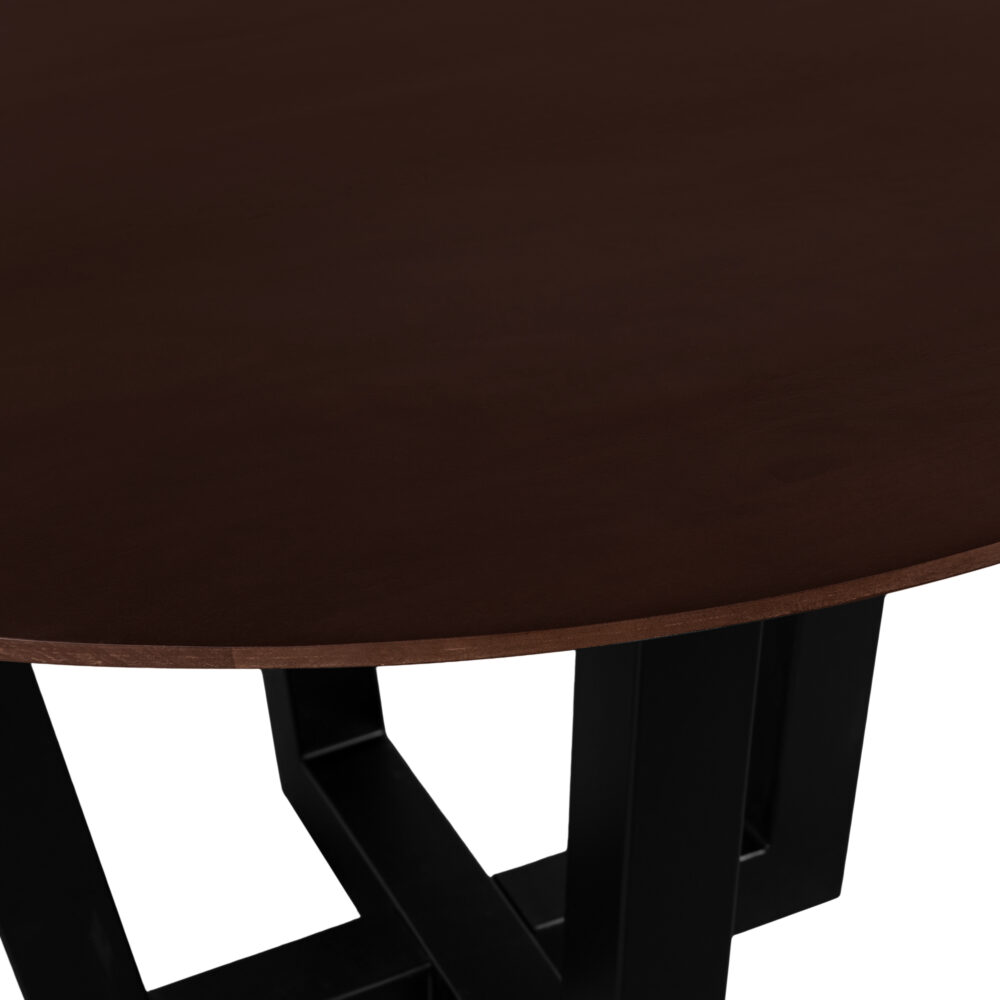 W-poot, eettafel Sofia, ronde eettafel van ø120 cm, tafel, mangohouten eettafel, eettafel, rond tafelblad van ø120 cm,