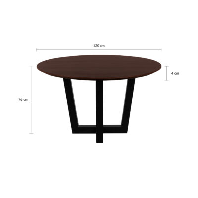 W-poot, eettafel Sofia, ronde eettafel van ø120 cm, tafel, mangohouten eettafel, eettafel, rond tafelblad van ø120 cm,
