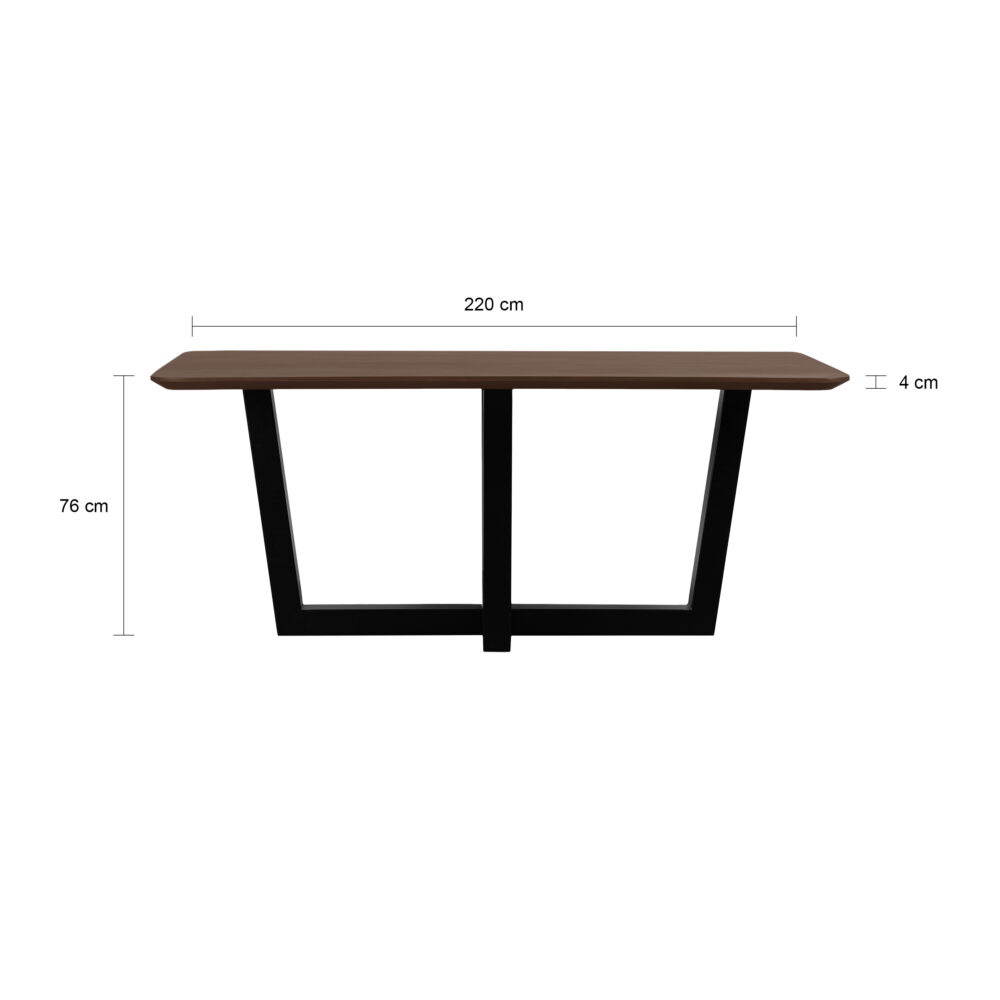 bruine eettafel, eettafel Sofia, bruine rechthoekige eettafel, mangohouten eettafel, eettafel 220x110, tafel, eettafel, rechthoekige eettafel,