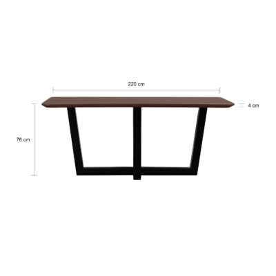bruine eettafel, eettafel Sofia, bruine rechthoekige eettafel, mangohouten eettafel, eettafel 220x110, tafel, eettafel, rechthoekige eettafel,