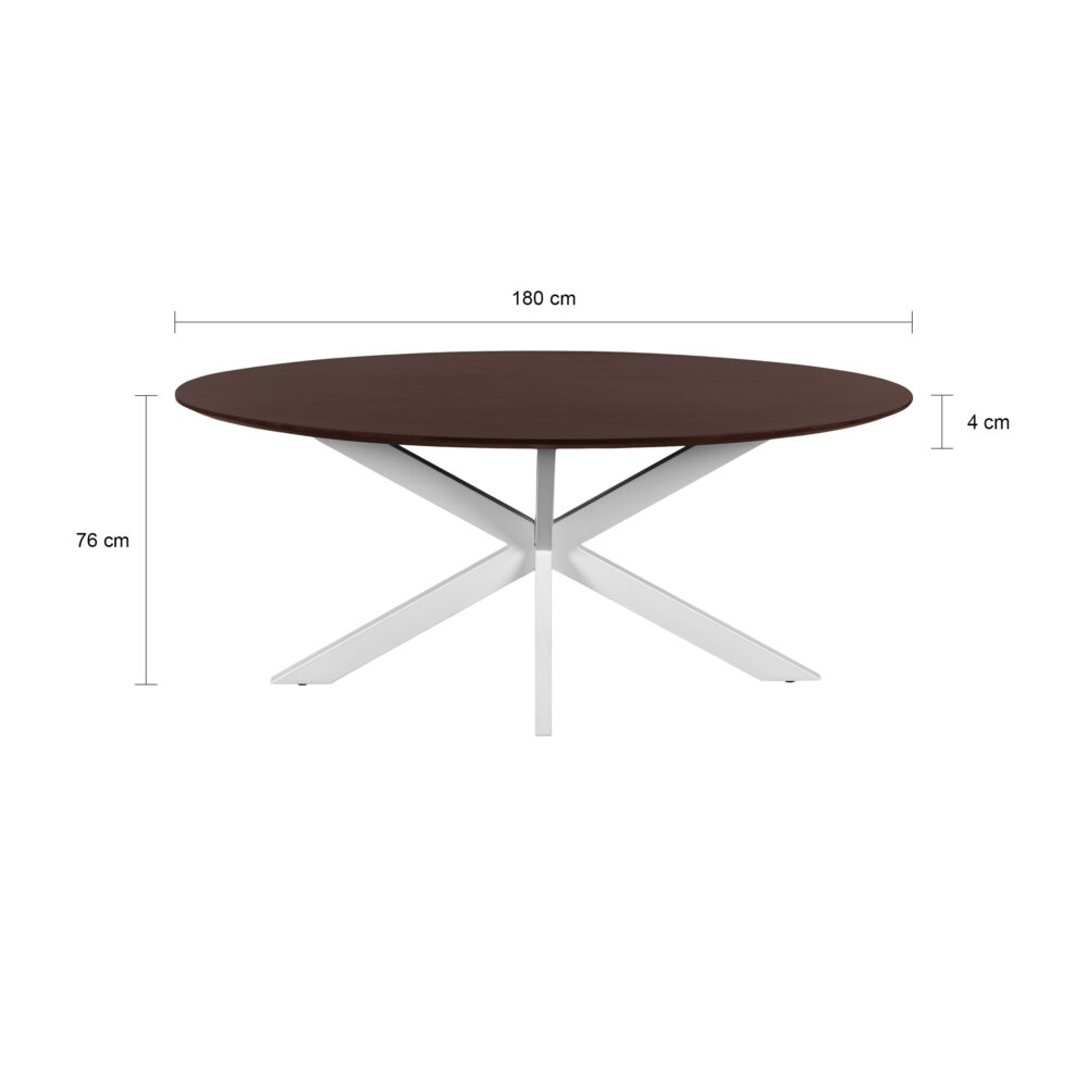 eettafel Sofia, eettafel, ovale eettafel, witte kruispoot, mangohouten eettafel, tafel, Ovale eettafel van 180x90 cm,