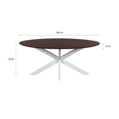 eettafel Sofia, eettafel, ovale eettafel, witte kruispoot, mangohouten eettafel, tafel, Ovale eettafel van 180x90 cm,