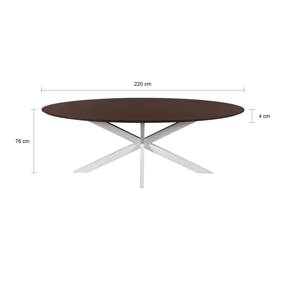 eettafel Sofia van 220x100 cm, eettafel Sofia, Witte X poot, eettafel, mangohouten eettafel, witte kruispoot, tafel,