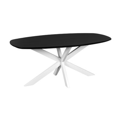 zwarte eettafel, eettafel Sofia, Deens ovale eettafel, eettafel, eettafel van 180x90 cm, tafel, Witte kruispoot