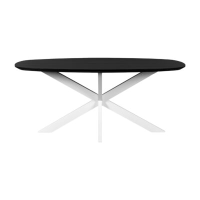 zwarte eettafel, eettafel Sofia, Deens ovale eettafel, eettafel, eettafel van 180x90 cm, tafel, Witte kruispoot