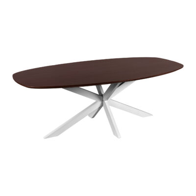 eettafel Sofia, 220x110 cm, Deens ovaal tafelblad van 220x110 cm, mangohouten eettafel, tafel, Eettafel, Witte X poot,