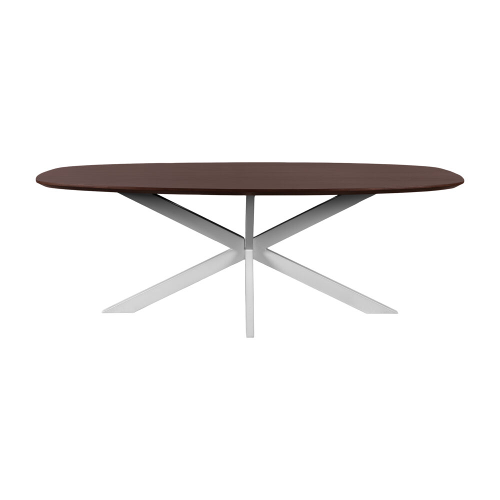 eettafel Sofia, 220x110 cm, Deens ovaal tafelblad van 220x110 cm, mangohouten eettafel, tafel, Eettafel, Witte X poot,