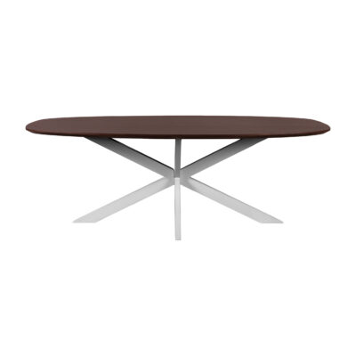 eettafel Sofia, 220x110 cm, Deens ovaal tafelblad van 220x110 cm, mangohouten eettafel, tafel, Eettafel, Witte X poot,
