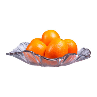 QUVIO Fruitschaal bloemvorm – Geplooid glas – Grijs