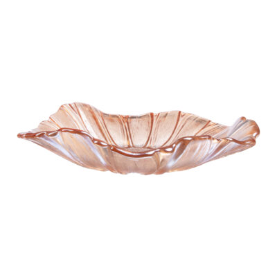 amberbruine glazen fruitschaal, fruitschaal, Geplooid glas, glazen fruitschaal, bloemvorm, schaal, decoratieve schaal, bruine fruitschaal,