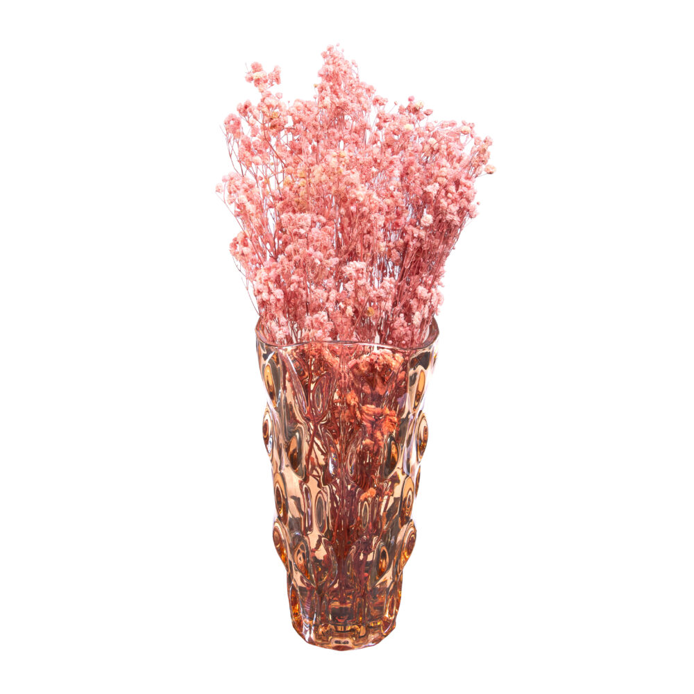 amberbruine vaas, organische vaas, vaas, amberbruine vaas van 24 cm, glazen vaas, Geribbeld glas, bloemenvaas, bruine vaas, siervaas,