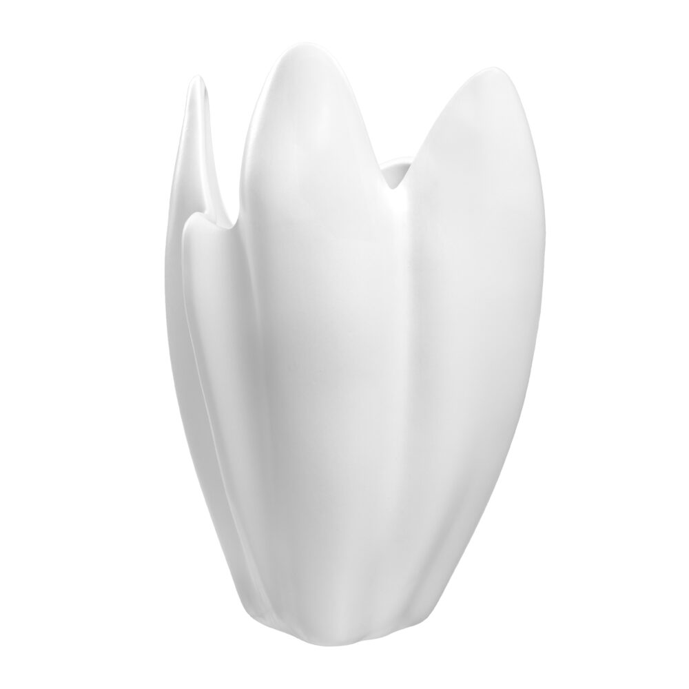 witte vaas, organische vorm, keramische vaas, vaas, siervaas, hoge vaas, bloemenvaas, Organische vaas,