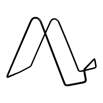 zwarte metalen boekenstandaard, Minimalistische boekenhouder, standaard, houder, boekenstandaard, metalen frame, boekensteun, boekensteun zwart, zwarte boekenstandaard, driehoekige vorm, metalen boekenhouder,