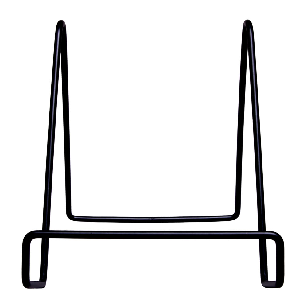 zwarte metalen boekenstandaard, Minimalistische boekenhouder, standaard, houder, boekenstandaard, metalen frame, boekensteun, boekensteun zwart, zwarte boekenstandaard, driehoekige vorm, metalen boekenhouder,