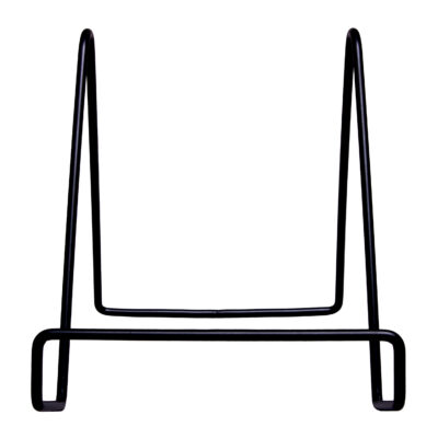 zwarte metalen boekenstandaard, Minimalistische boekenhouder, standaard, houder, boekenstandaard, metalen frame, boekensteun, boekensteun zwart, zwarte boekenstandaard, driehoekige vorm, metalen boekenhouder,