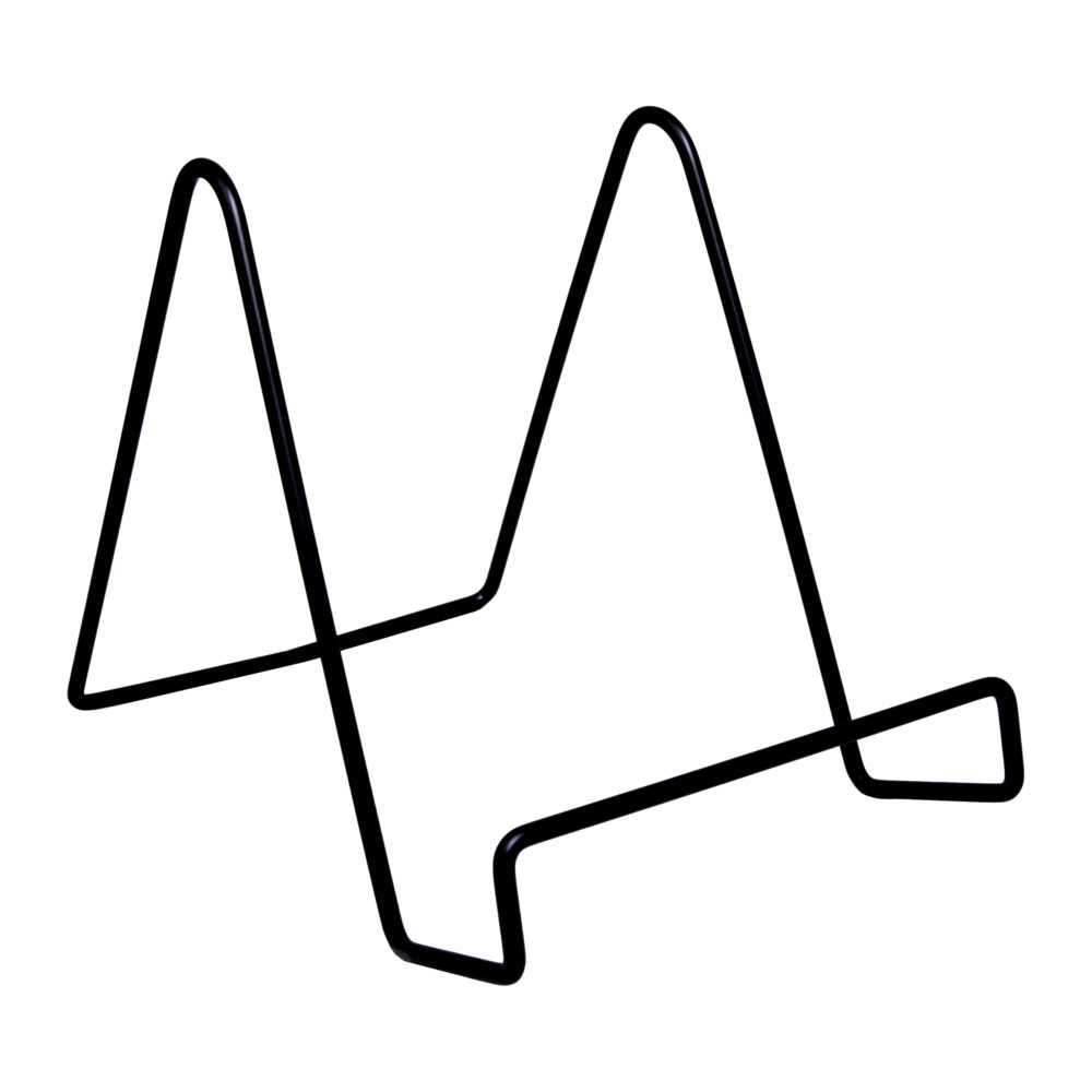 zwarte metalen boekenstandaard, Minimalistische boekenhouder, standaard, houder, boekenstandaard, metalen frame, boekensteun, boekensteun zwart, zwarte boekenstandaard, driehoekige vorm, metalen boekenhouder,