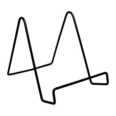 zwarte metalen boekenstandaard, Minimalistische boekenhouder, standaard, houder, boekenstandaard, metalen frame, boekensteun, boekensteun zwart, zwarte boekenstandaard, driehoekige vorm, metalen boekenhouder,